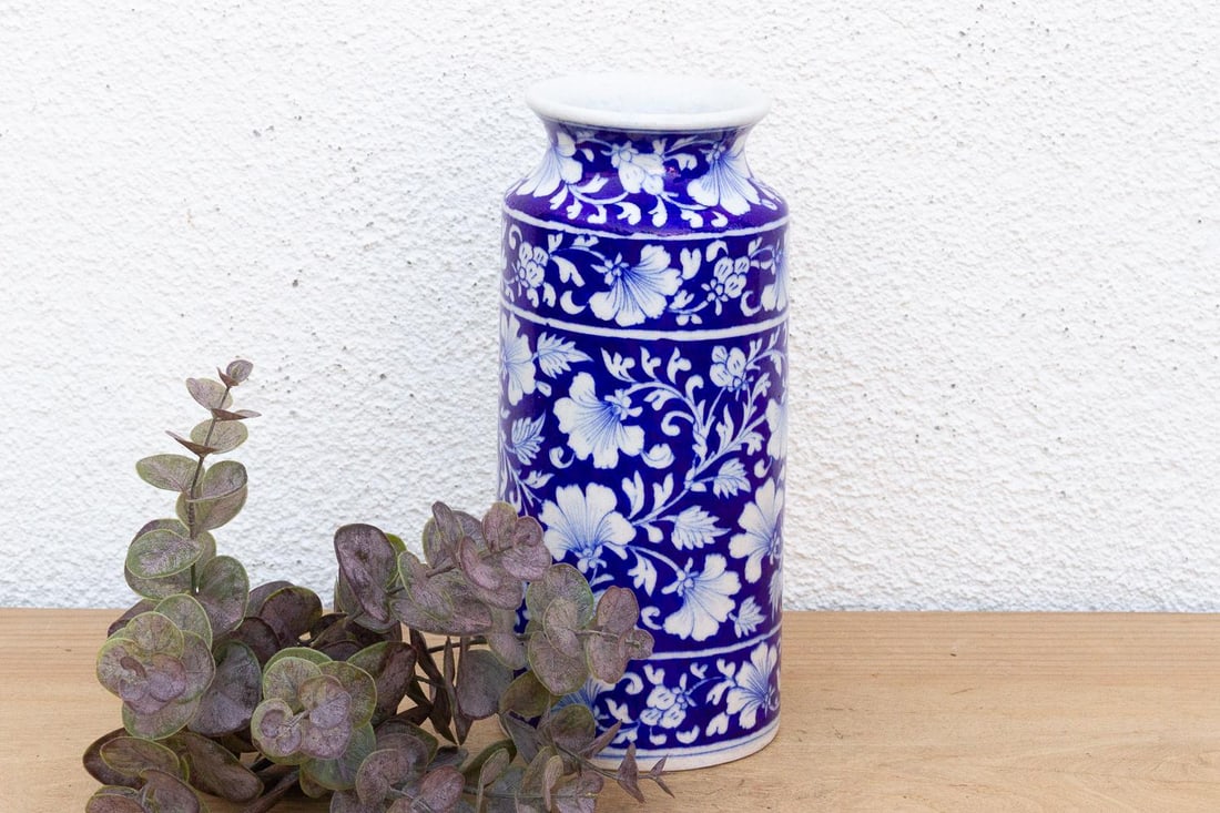 Blue & White Jaipur Pottery Vase - 5
