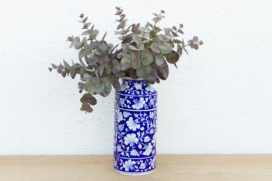 Blue & White Jaipur Pottery Vase - 8
