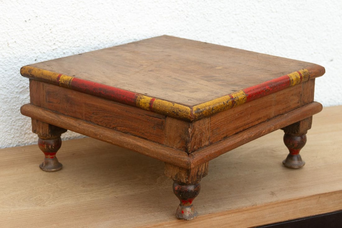 Vintage Indian Teak Bajot Table - 3