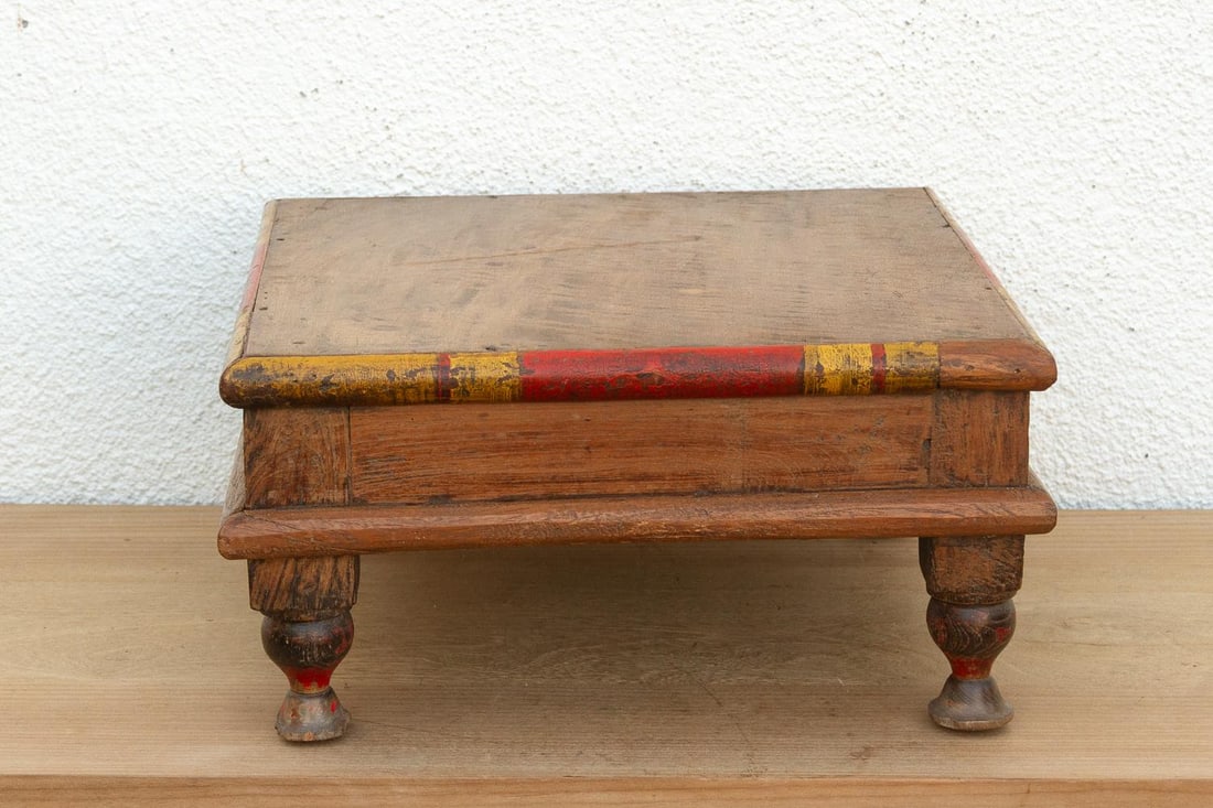 Vintage Indian Teak Bajot Table - 4