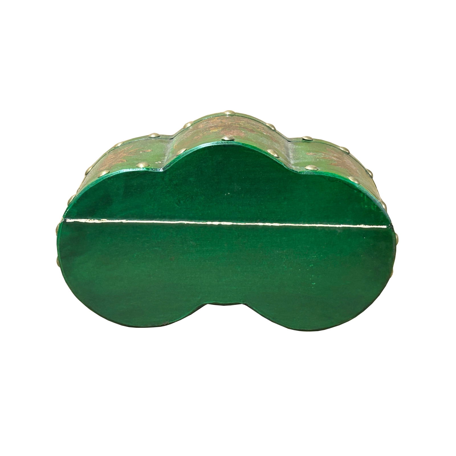 Oriental Bright Green Flower Bird Graphic Circles Shape Container Box - 6