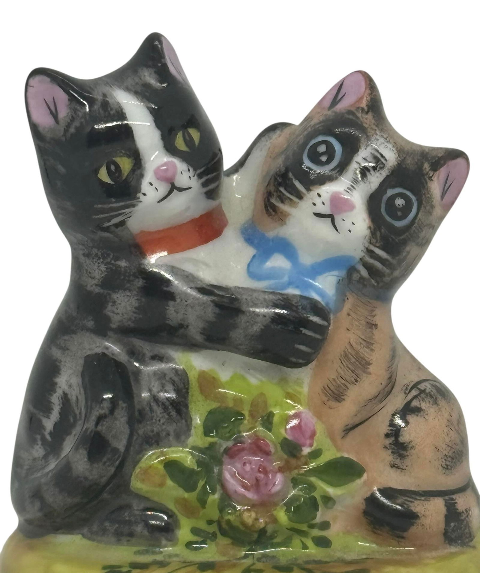 Vintage Limoges Porcelain Two Cats Hinged Trinket Box Hand-Painted by Rochaud - 2