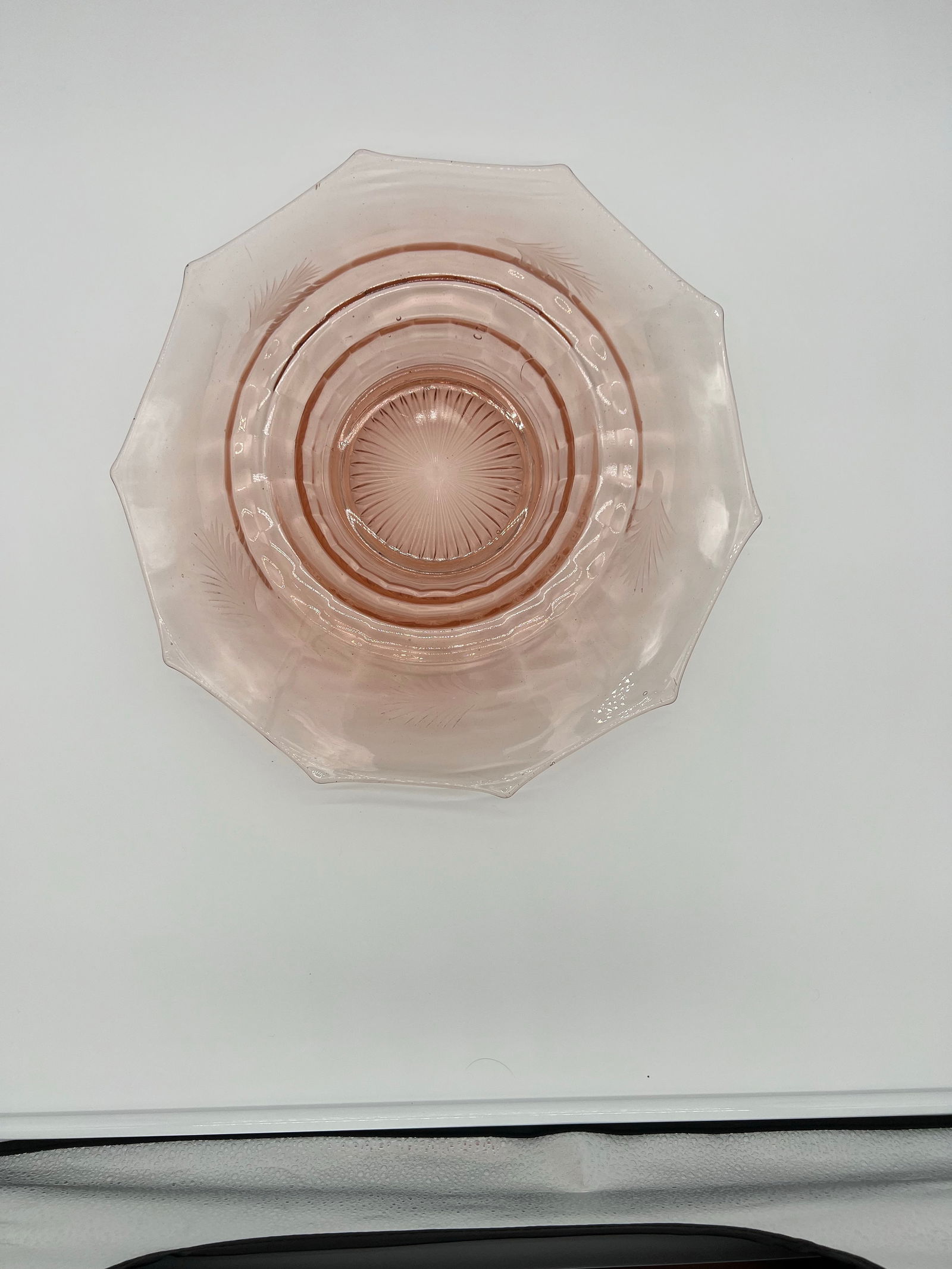 Antique Cambridge Pink Decagon 10 Sided Rolled Edge 14" Centerpiece Bowl - 5