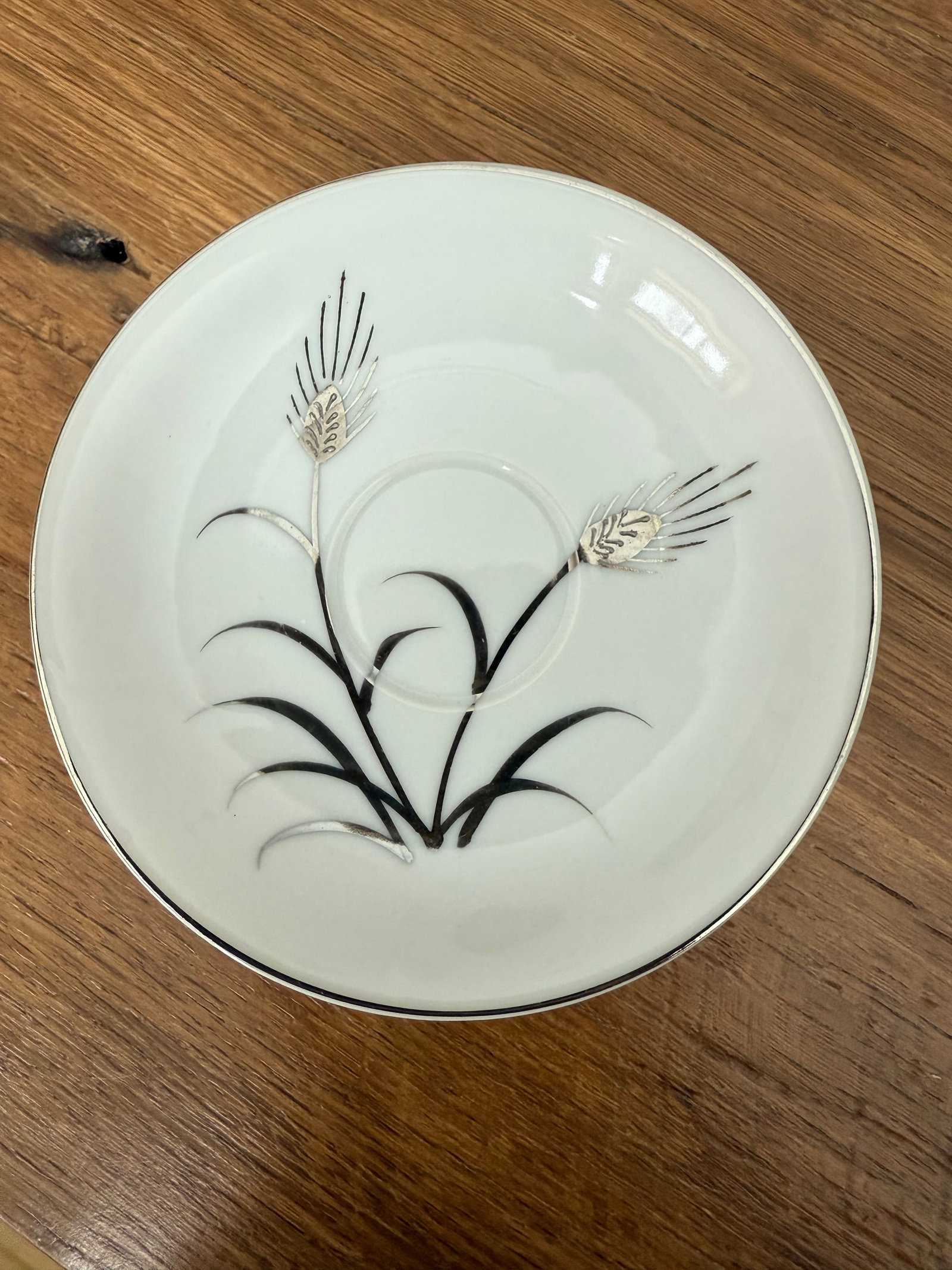 Mid 20th Century Lefton Platinum Wheat Hand Painted Demitasse Tea Coffee Sugar Creamer Set of 13 - 13