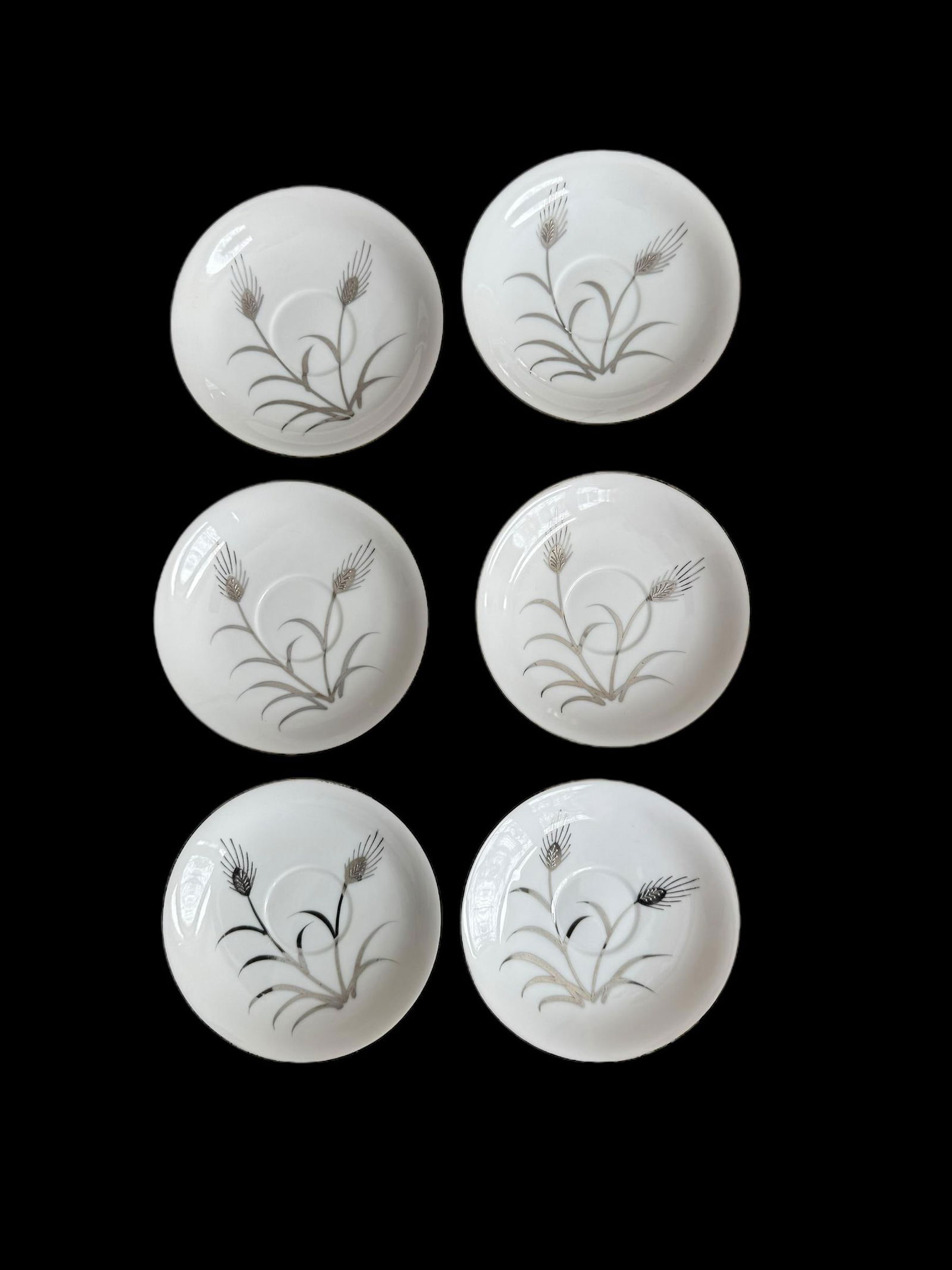 Mid 20th Century Lefton Platinum Wheat Hand Painted Demitasse Tea Coffee Sugar Creamer Set of 13 - 2