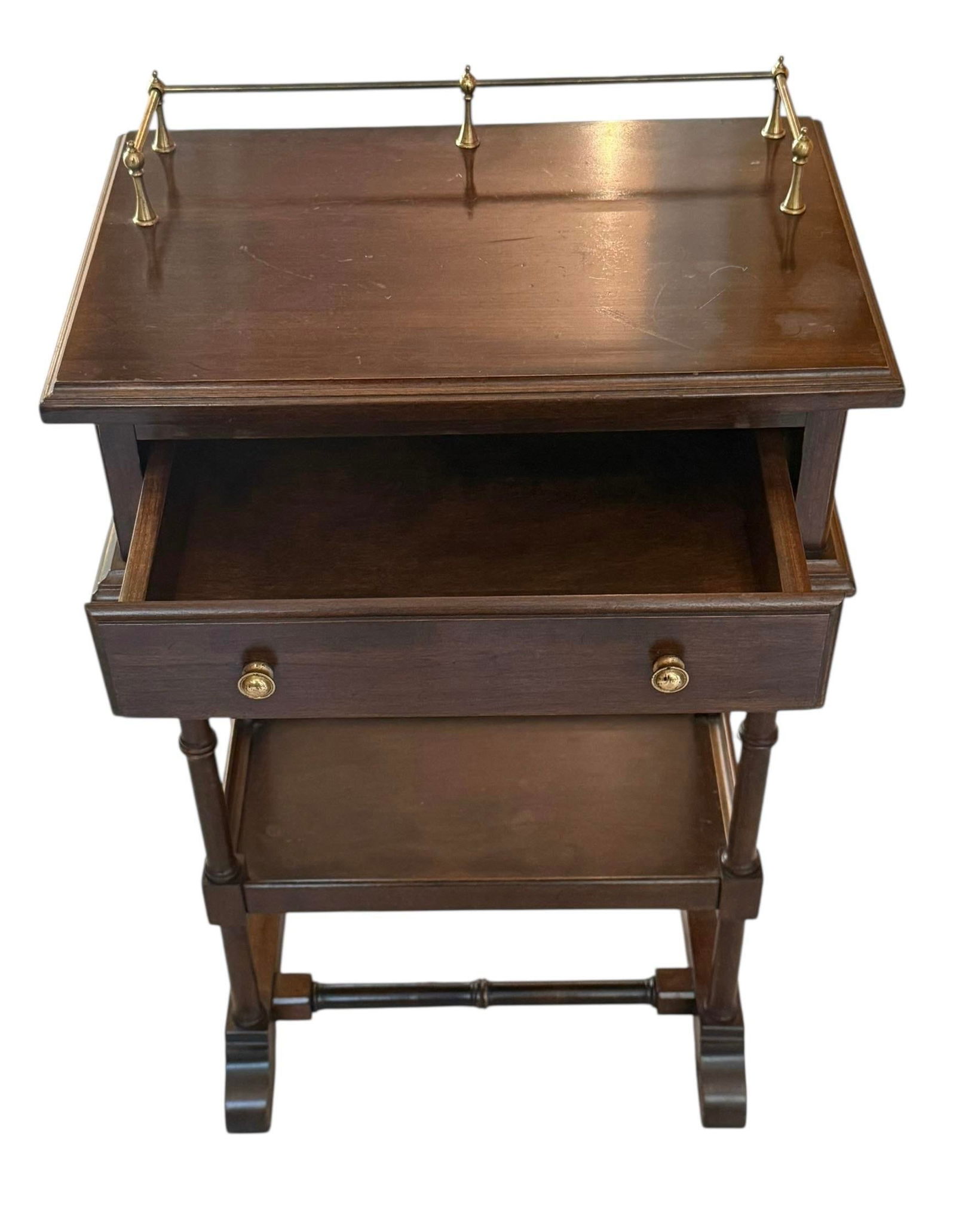 Mid 20th Century Ethan Allen Georgian Court Solid Cherry Telephone Table - 9