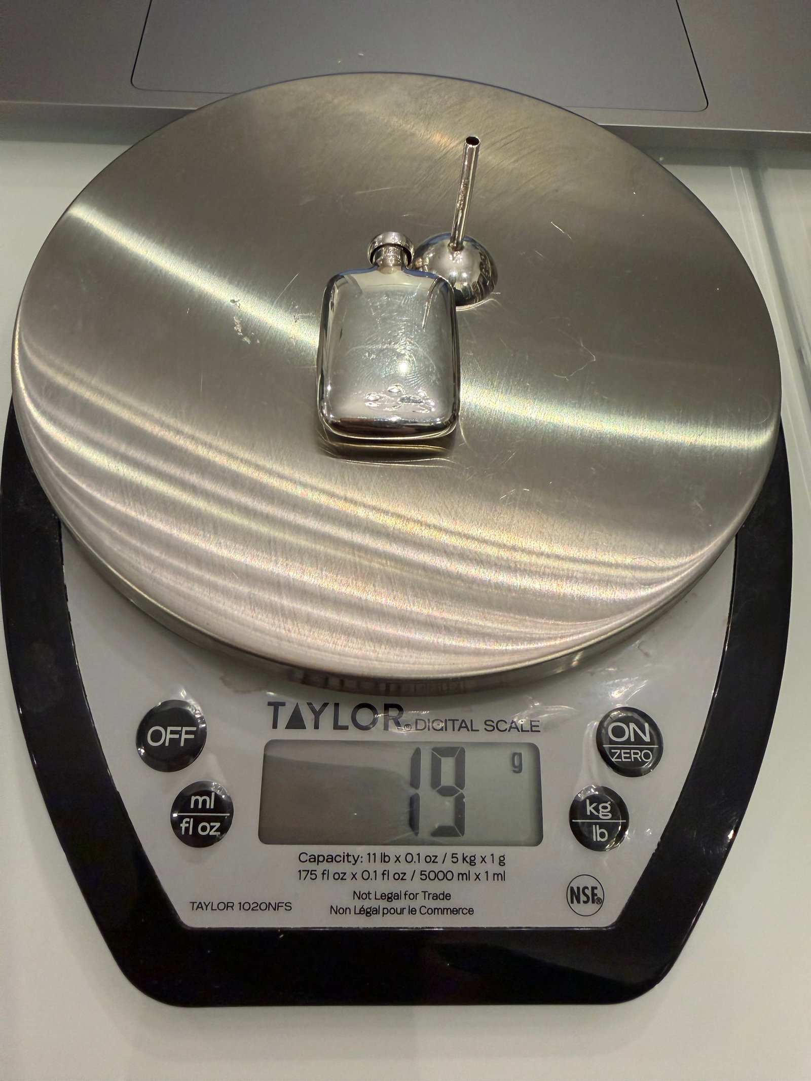 Tiffany & Co. Miniature Sterling Silver Traveling Perfume Flask and Funnel Set, Monogrammed W. F. - 10