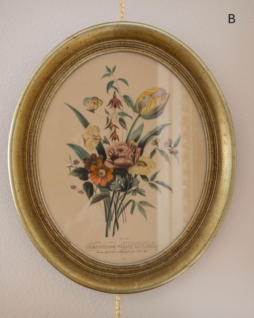 Mid 20th Century Large Oval Floral Prints - 3