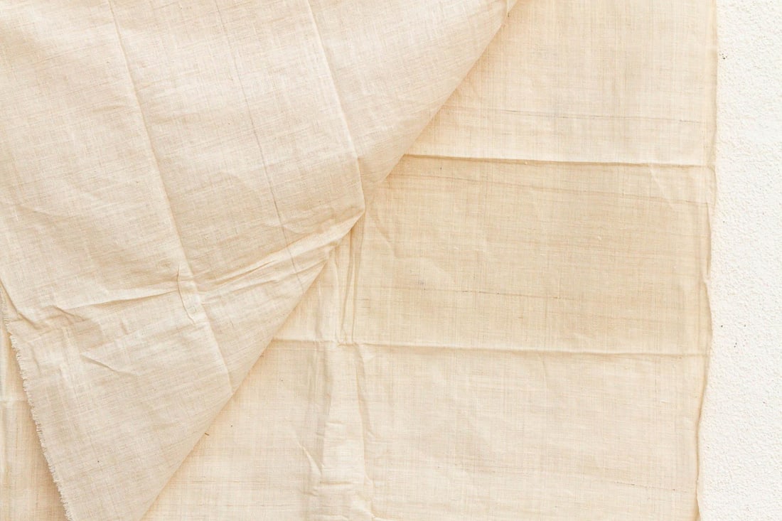 Organic Peace Silk Throw, Natural Grid - 4