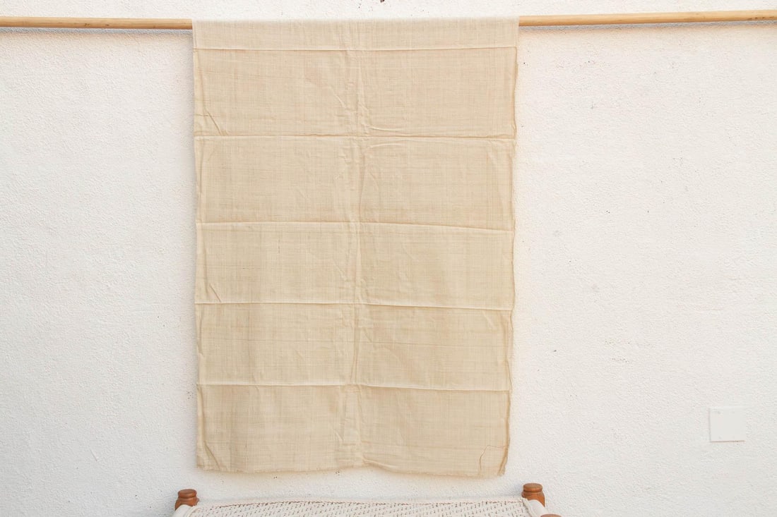 Organic Peace Silk Throw, Natural Grid - 5