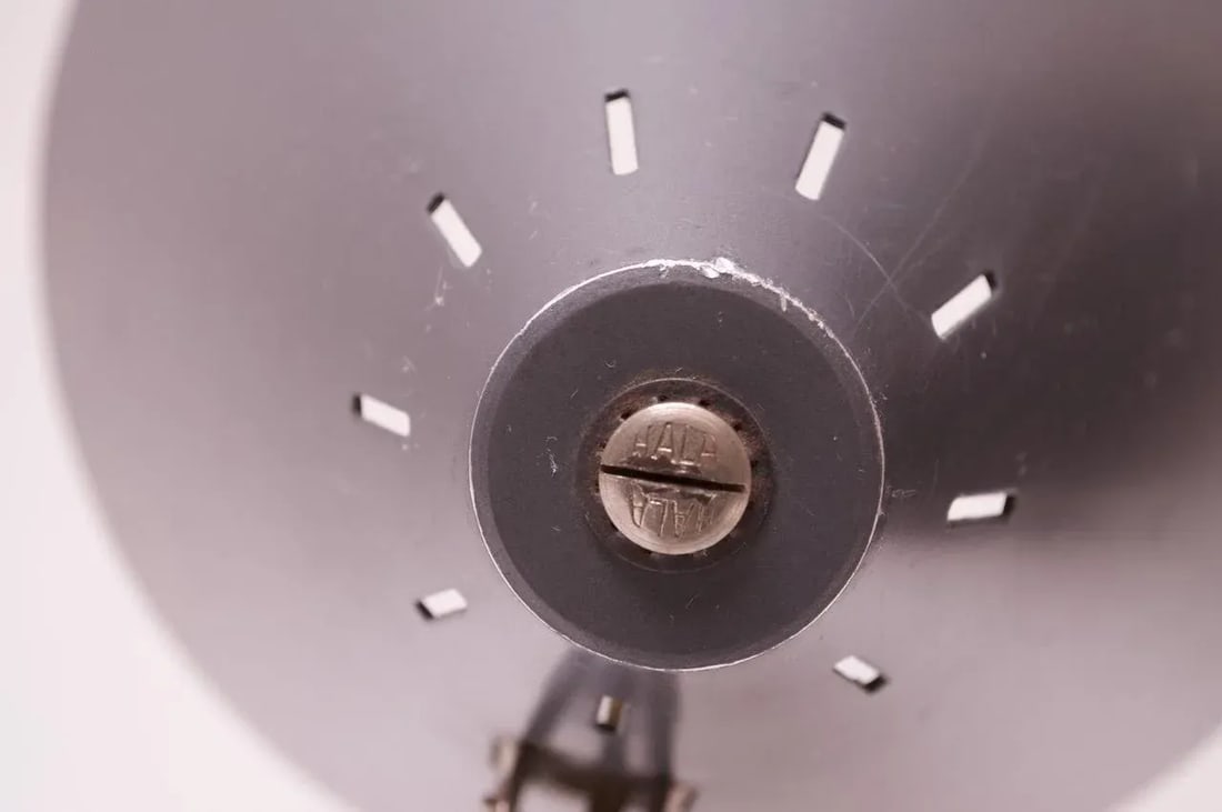 Dutch Chrome and Painted Gray Metal Task Lamp with Oversized Shade by Hala - 12