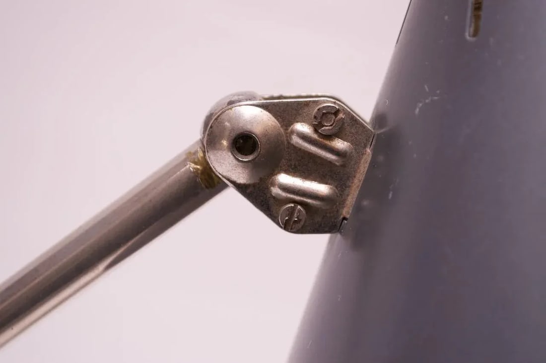 Dutch Chrome and Painted Gray Metal Task Lamp with Oversized Shade by Hala - 8