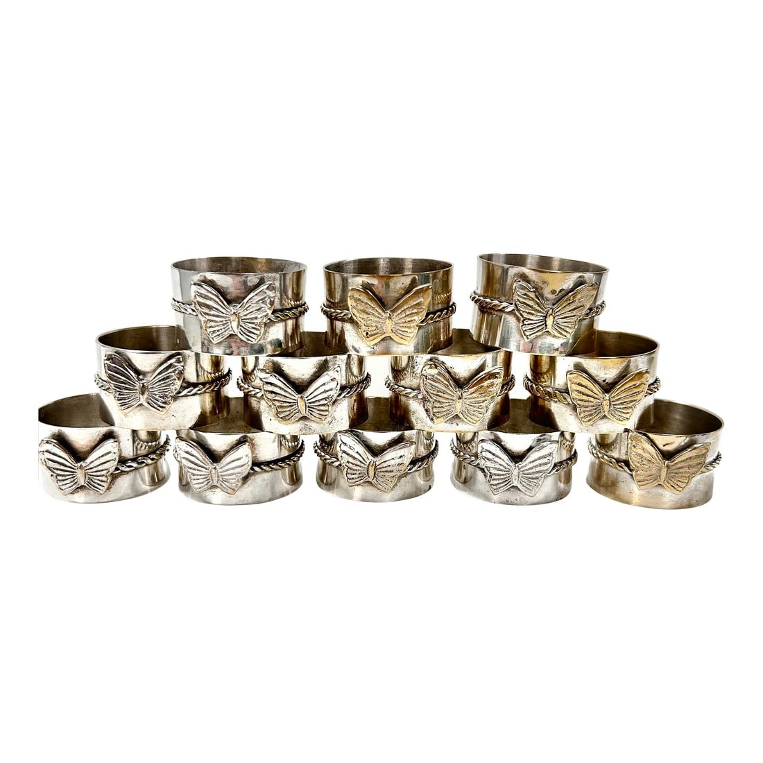 Vintage Silver Butterfly Napkin Rings - A Set of 12 (1 of 12)