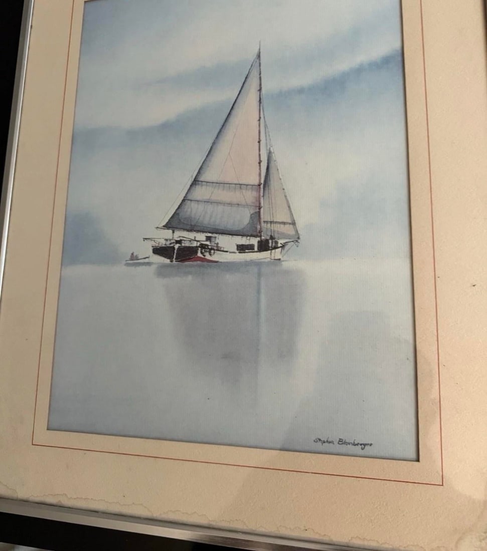 1970s Stephen Bleinberger Vintage Framed Print Signed Framed - 2
