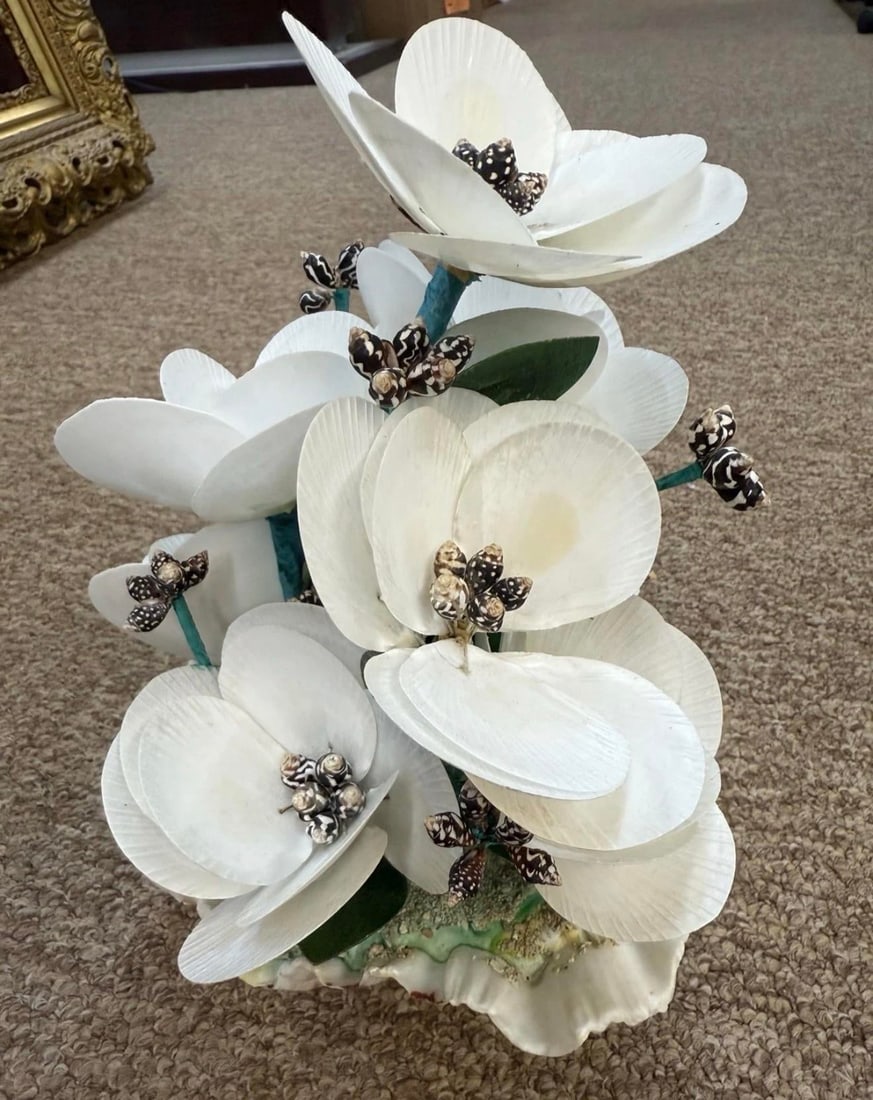 Seashell Floral Arrangement Bouquet Figure Decor Vintage Sea Shells - 3