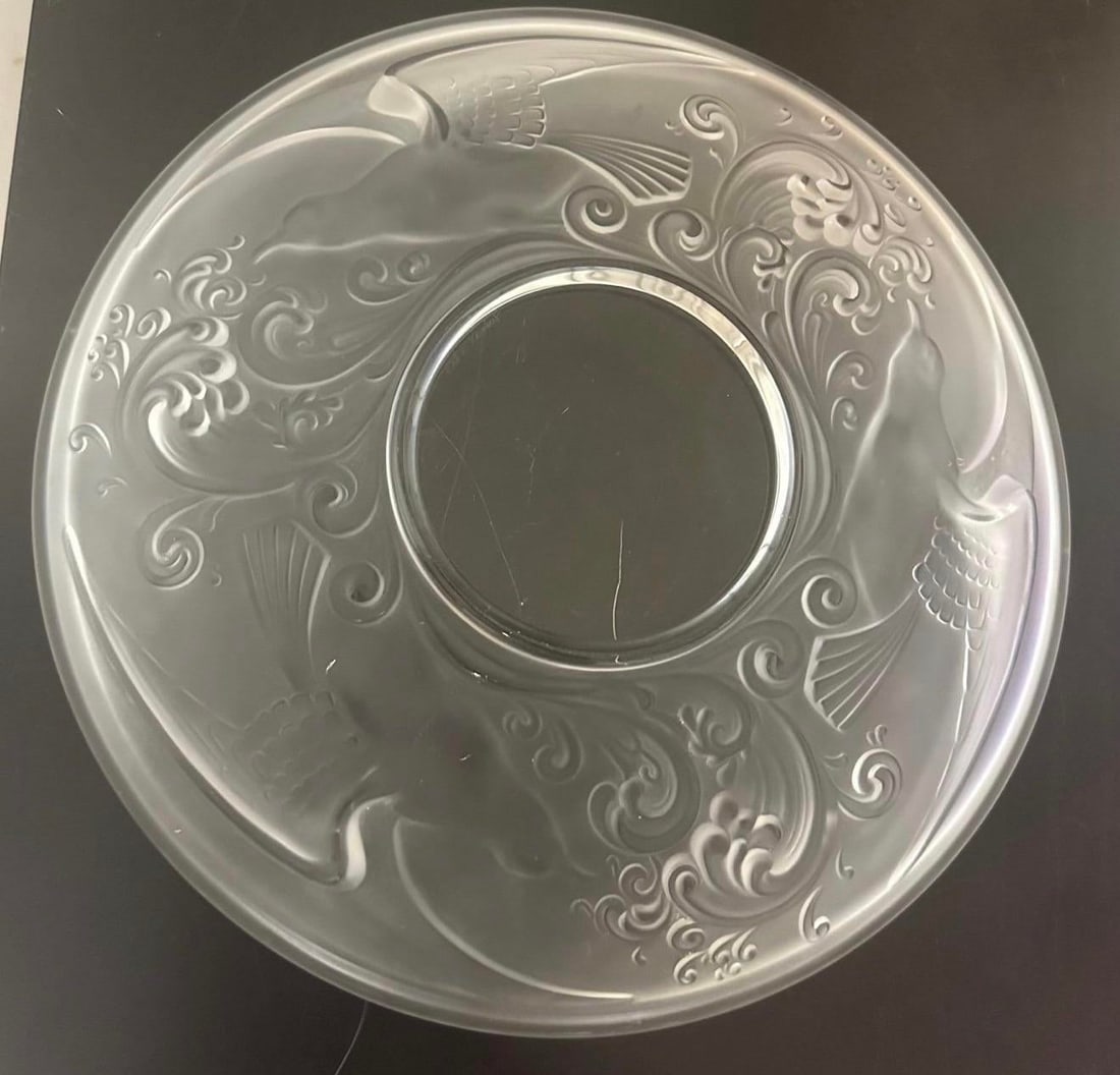 1930s Val St. Lambert Art Deco Gloucester Frosted Charger Platter - Belgium - 2