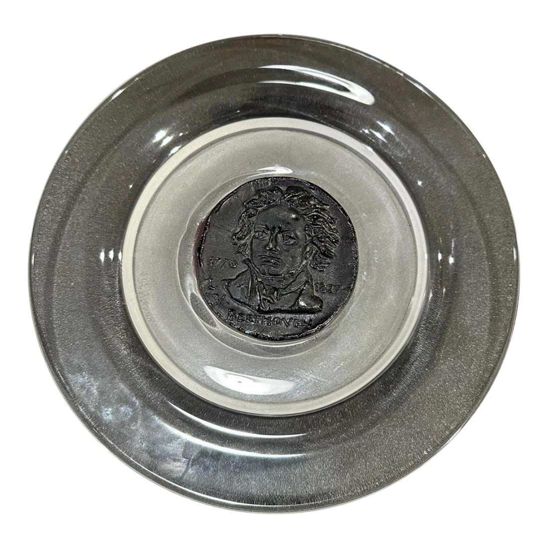 Daum Art Glass Pate De Verre Grand Musicians Beethoveoven Plate 242/2000 C. 1970 (1 of 8)