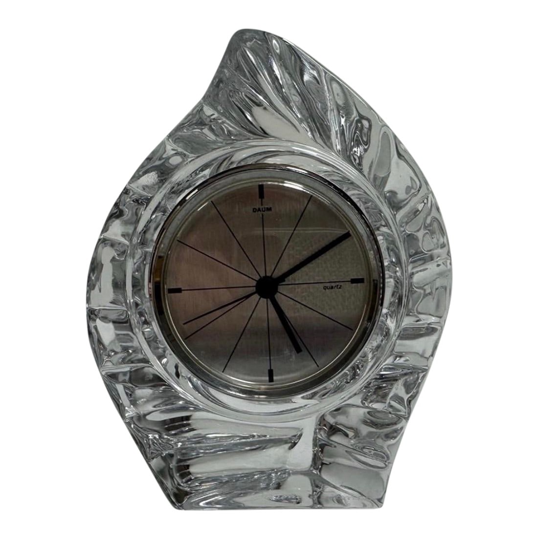 Daum France Vintage Crystal Art Glass Leaf Form Signed Clock Working (1 of 7)