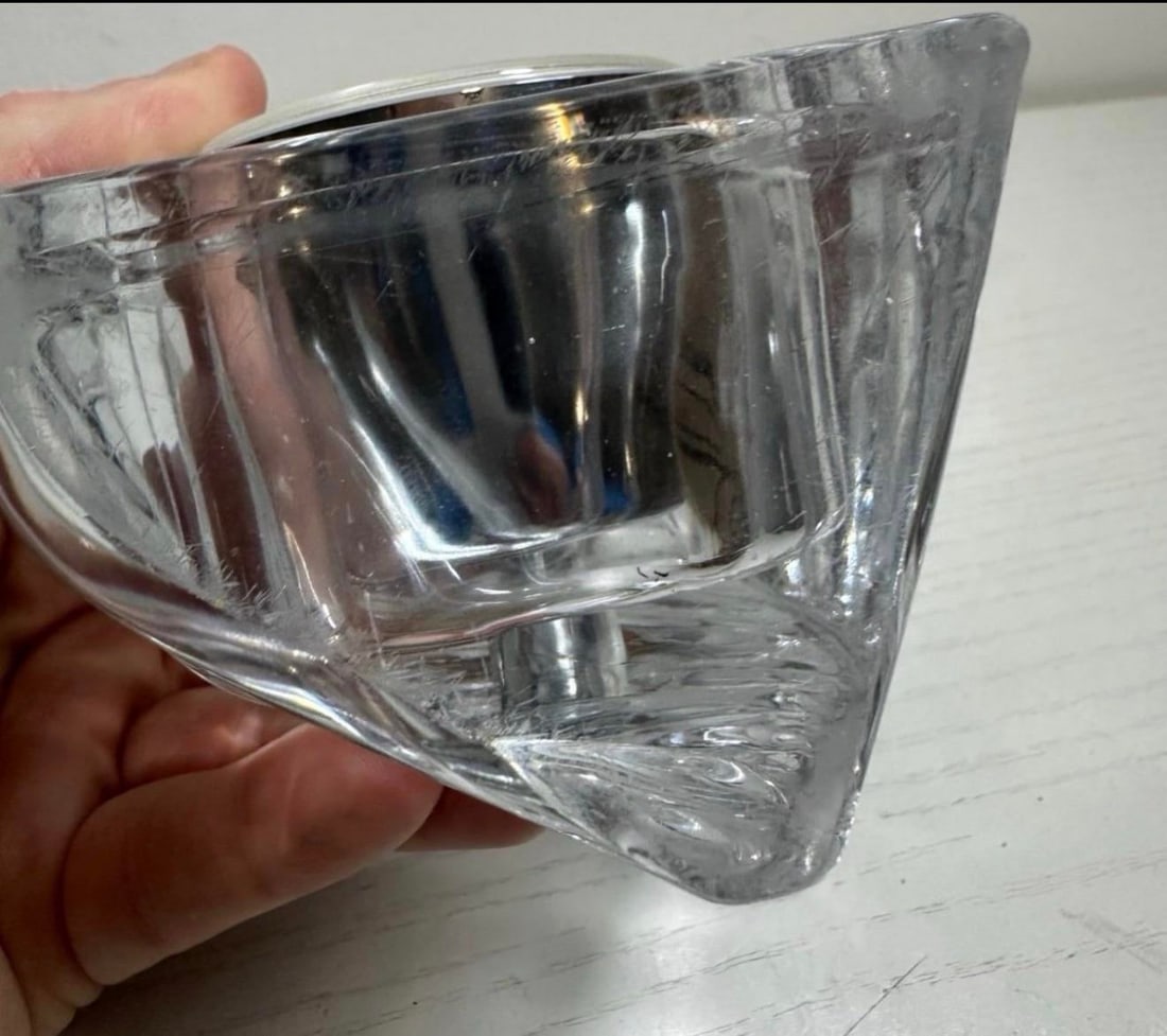 Daum France Vintage Crystal Art Glass Leaf Form Signed Clock Working - 5