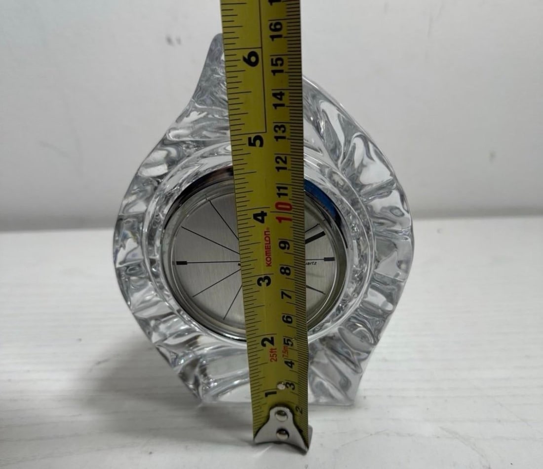 Daum France Vintage Crystal Art Glass Leaf Form Signed Clock Working - 6