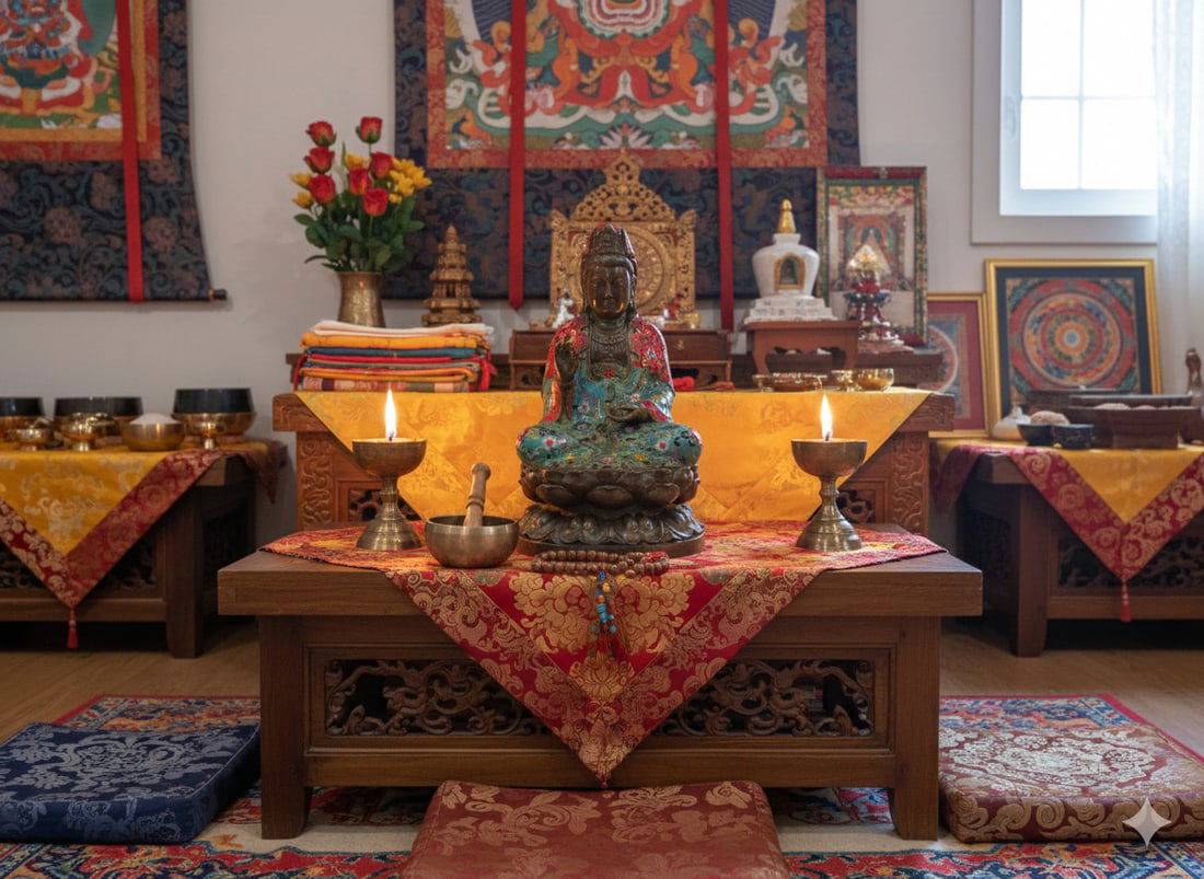 Vintage Cloisonne Enamel Lotus Base Bodhisattva Metal Buddha Statue - 12