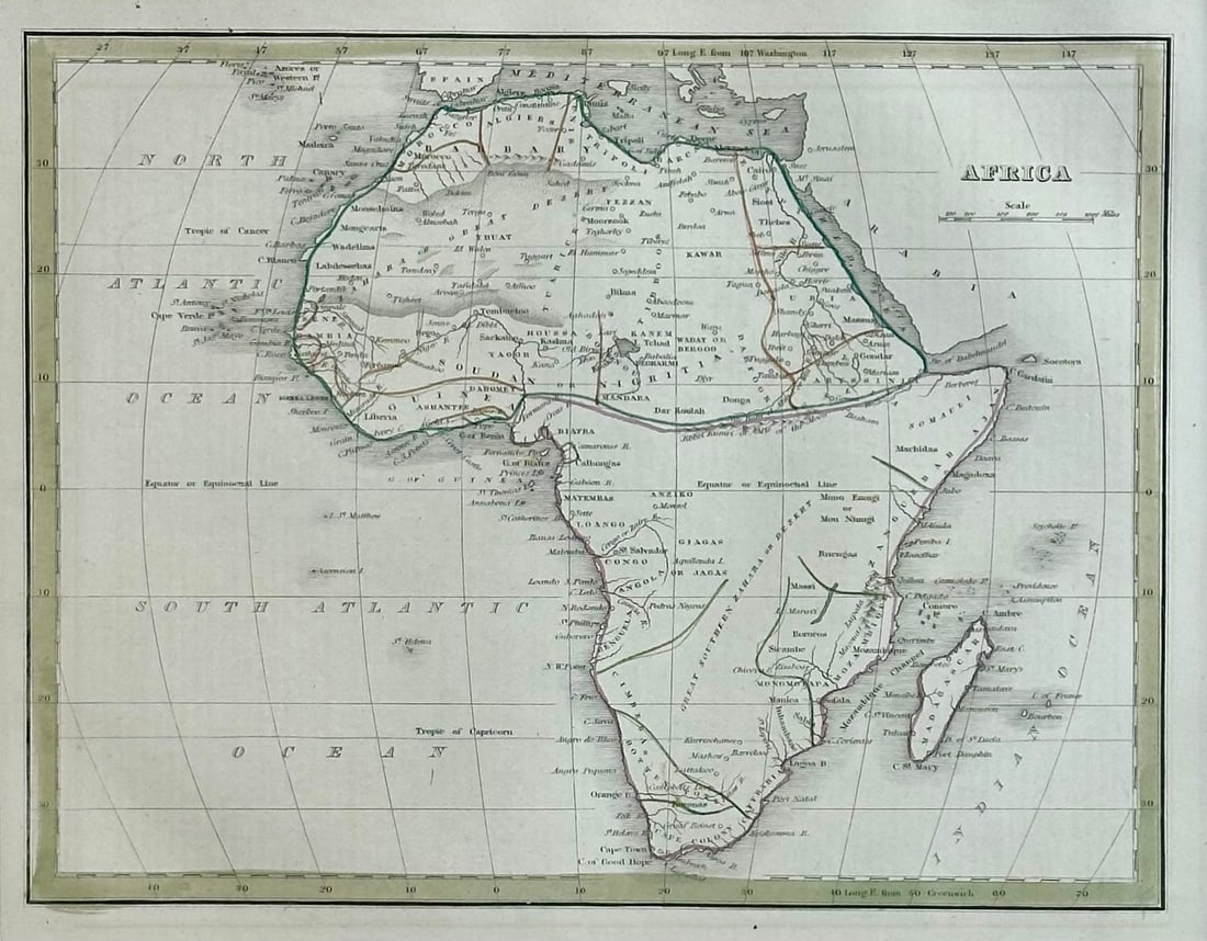 Africa & Madagascar, Original Map by Bradford, 1835 - 2