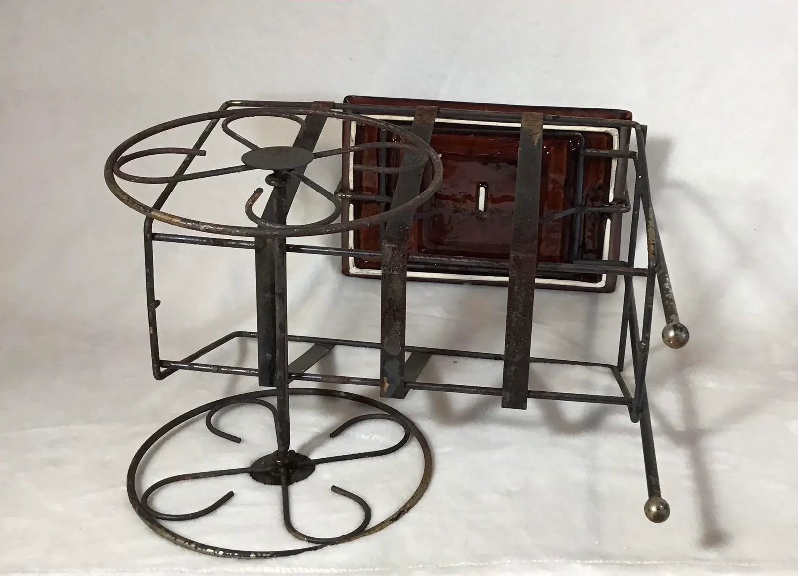 Vintage 1960's Mid-Century Mod Ceramic Sip & Smoke Ashtray on Record, Magazine Smoking Metal Cart/St - 9