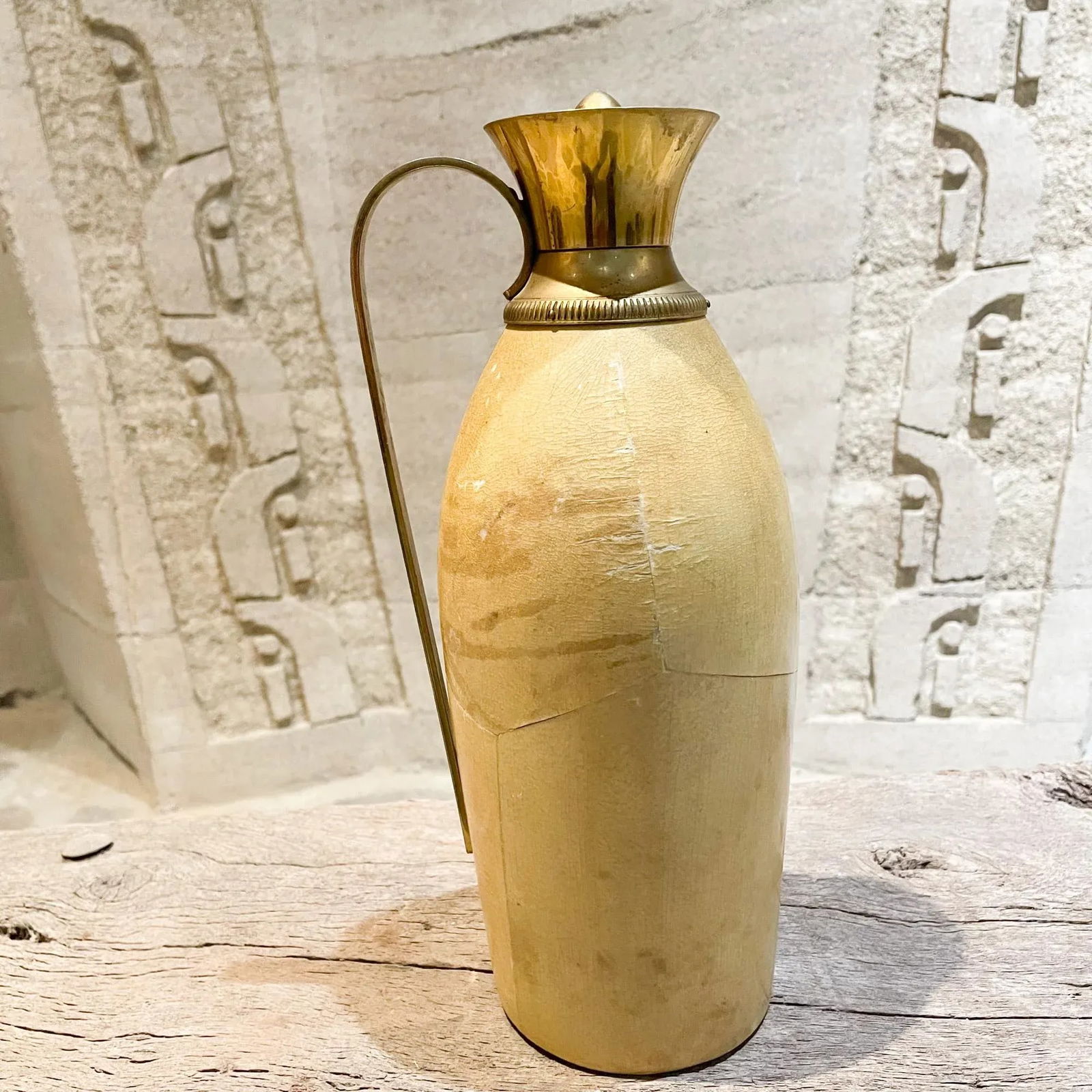 Aldo Tura for Macabo Carafe Pitcher Lacquered Goatskin and Brass 1940s Italy - 3