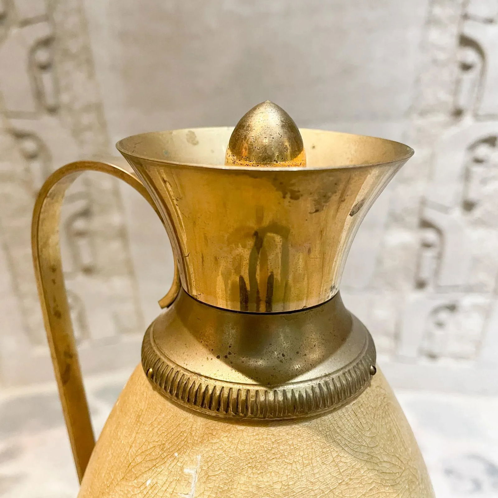 Aldo Tura for Macabo Carafe Pitcher Lacquered Goatskin and Brass 1940s Italy - 4