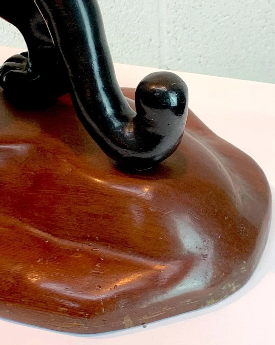 Mid 20th Century French Modern Carved Wood Sculpture of Black Panther/ Jaguar - 12