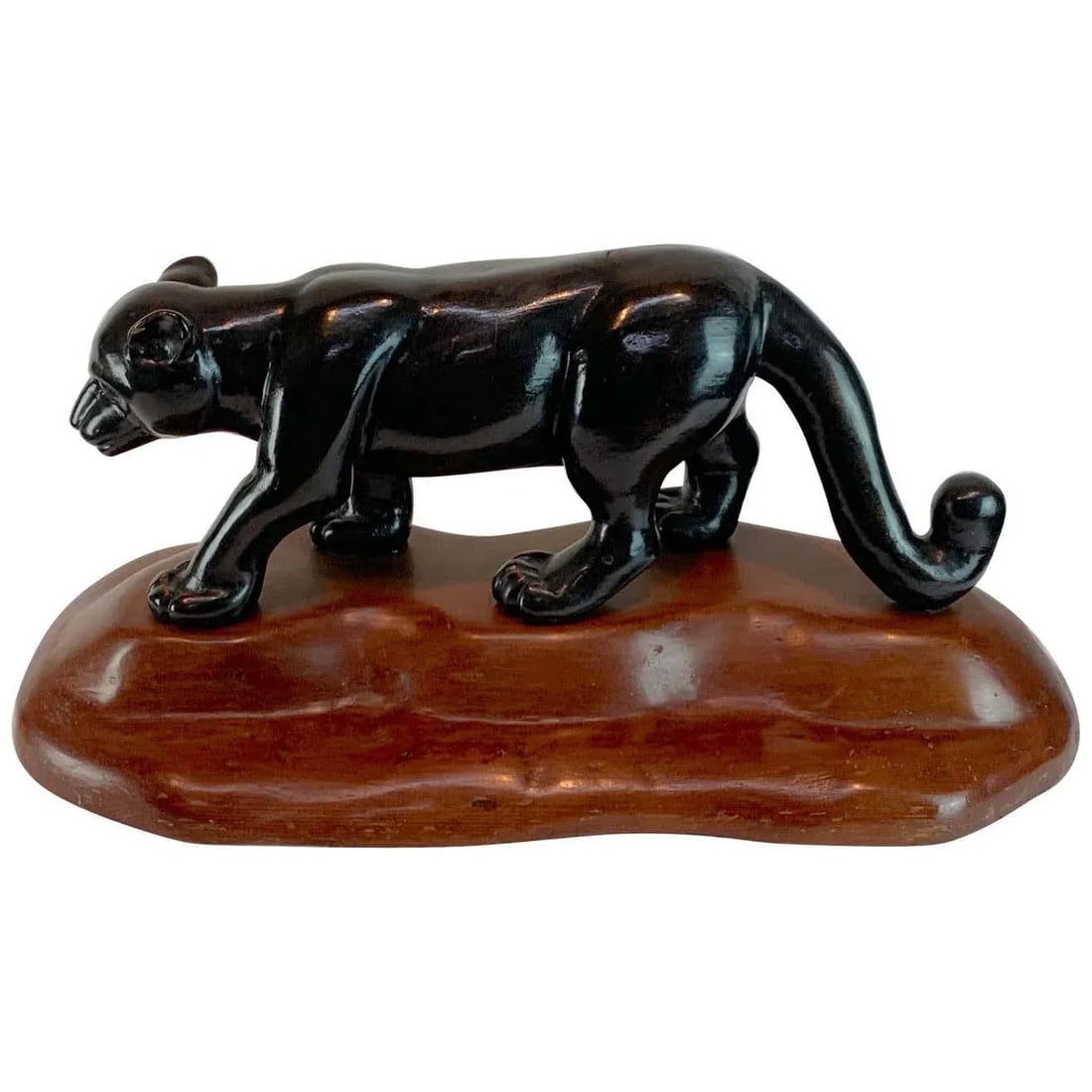 Mid 20th Century French Modern Carved Wood Sculpture of Black Panther/ Jaguar - 13