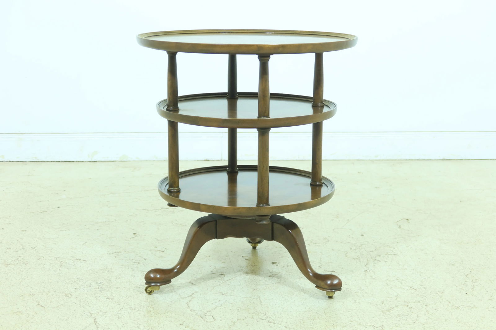 Baker Round English Style Walnut Tiered Table - 10