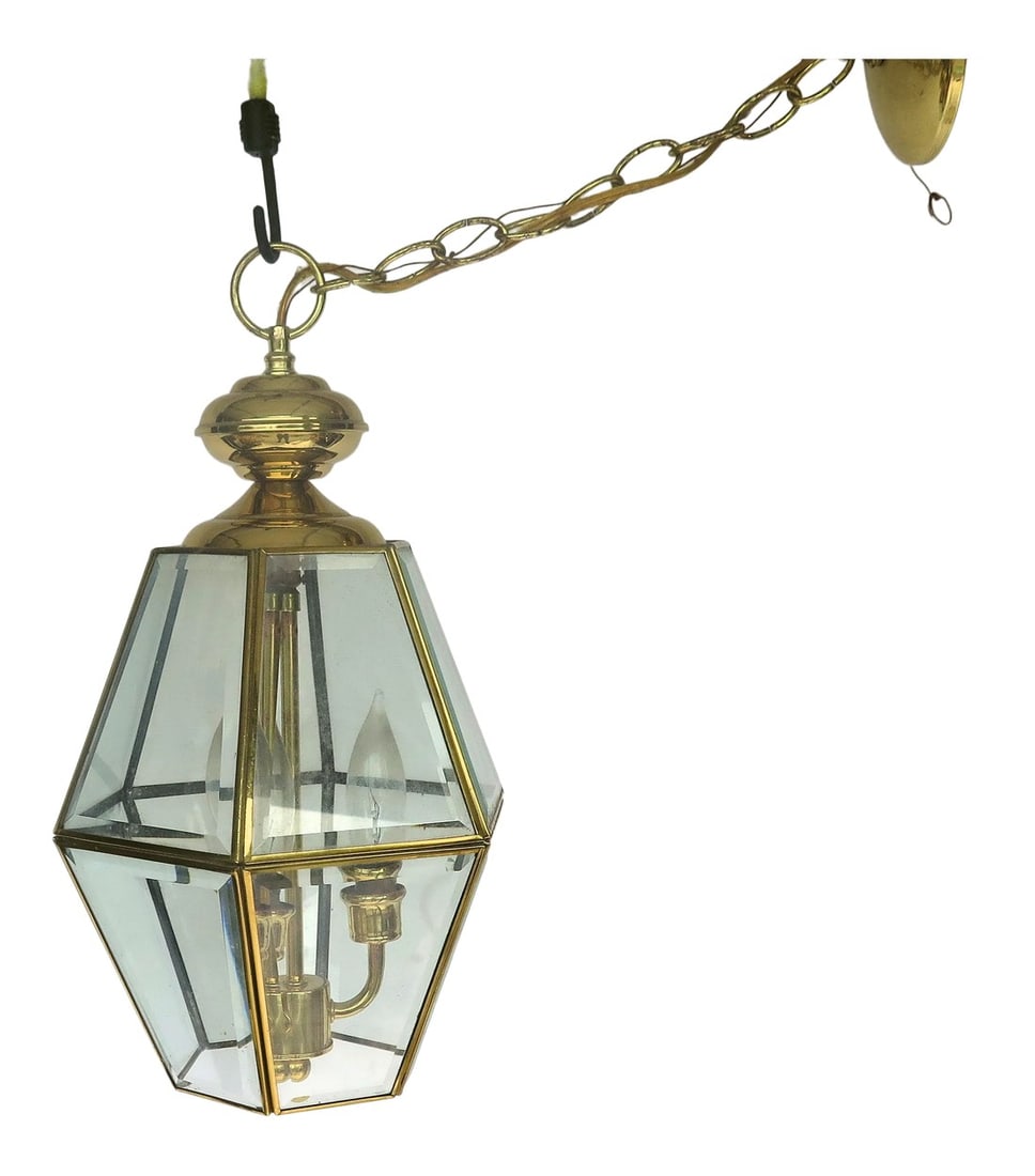 1970s Entry Way 3 Light Brass Pendant (1 of 5)