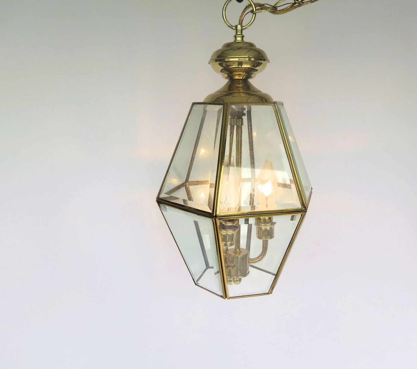 1970s Entry Way 3 Light Brass Pendant - 2