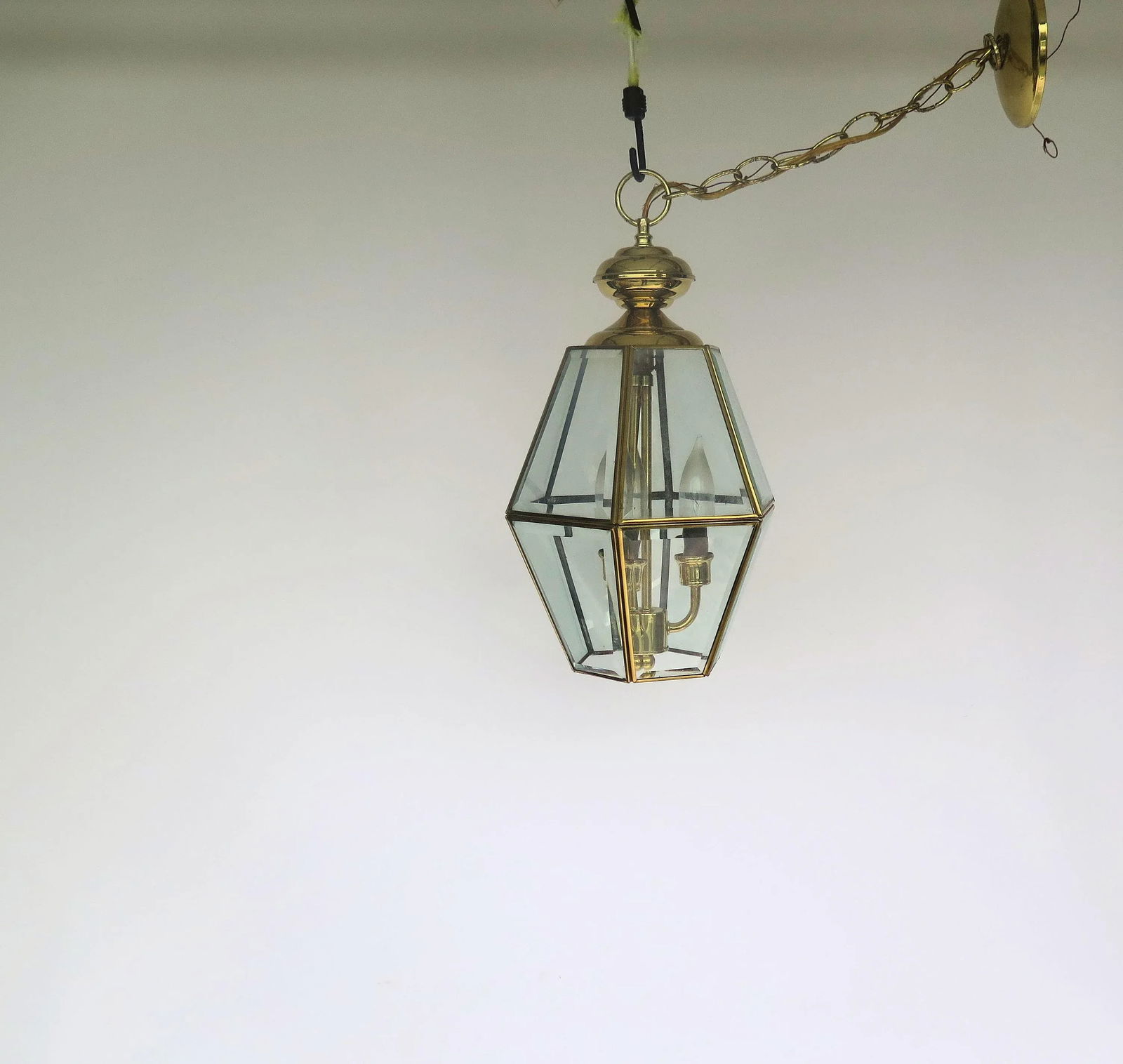 1970s Entry Way 3 Light Brass Pendant - 3