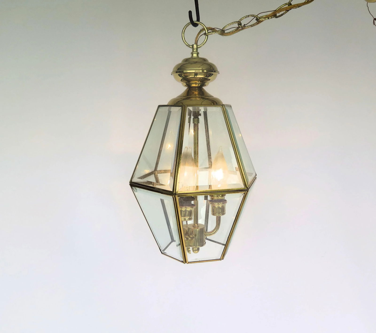 1970s Entry Way 3 Light Brass Pendant - 4