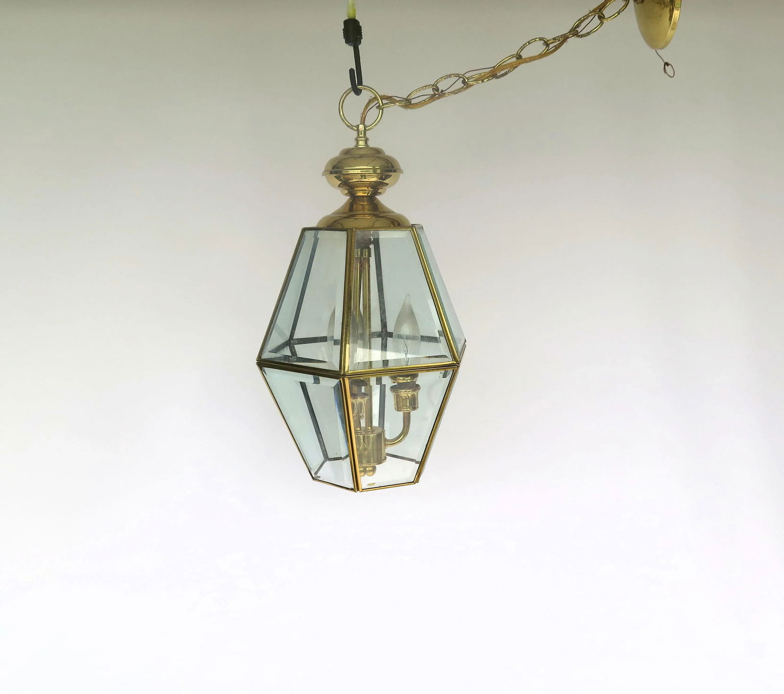 1970s Entry Way 3 Light Brass Pendant - 5