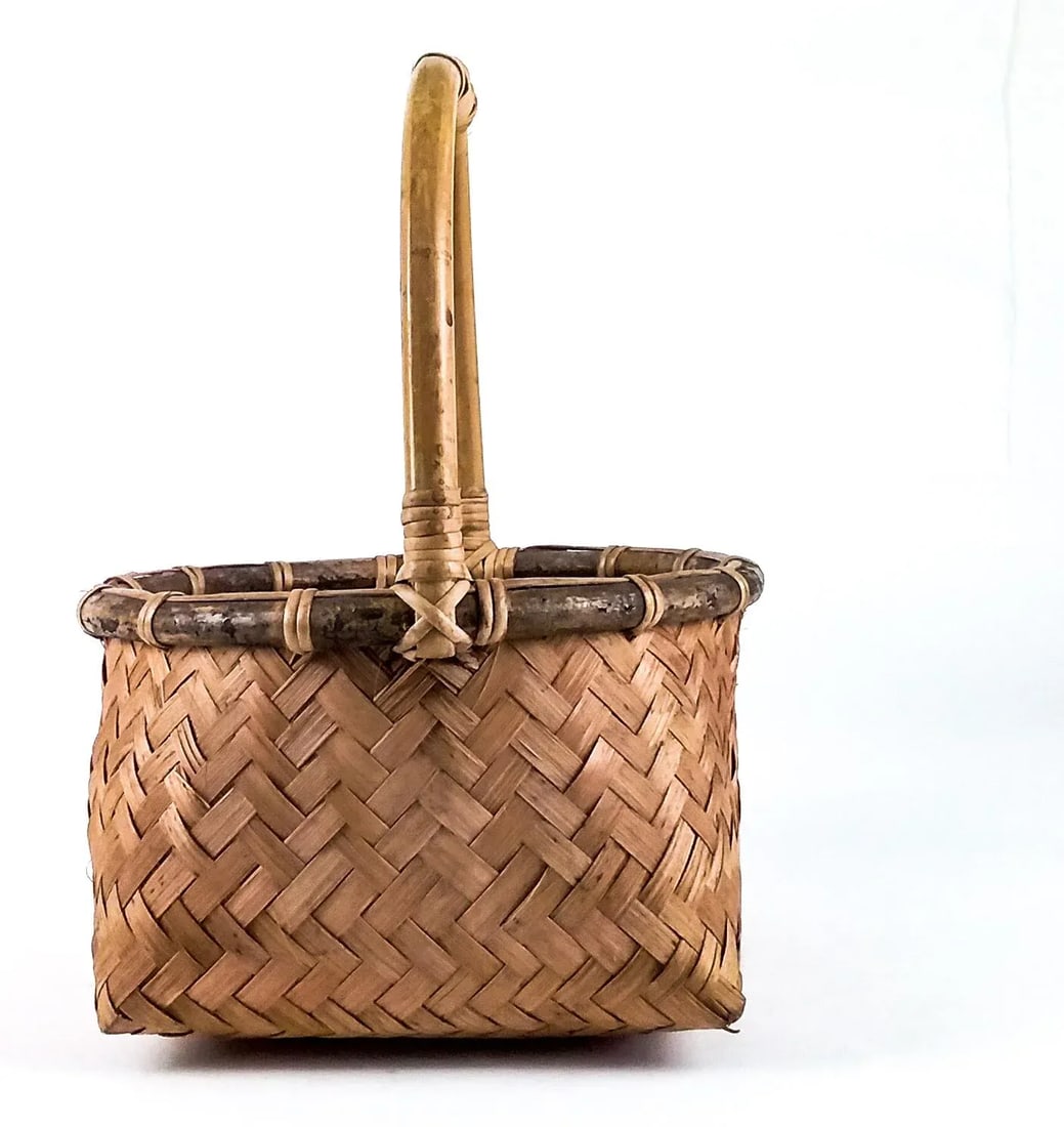 Vintage Rustic Bent Birchwood French Farmer's Basket - 7