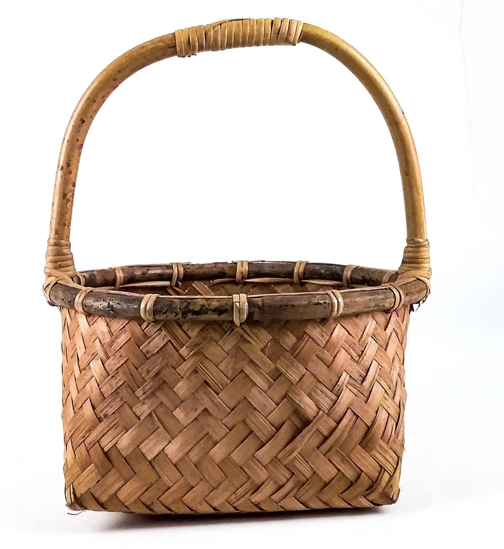 Vintage Rustic Bent Birchwood French Farmer's Basket - 8