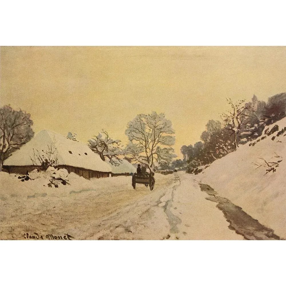 1950 After Claude Monet "A Cart on a Snowy Road at Honfleur" First Edition Parisian Print - 2