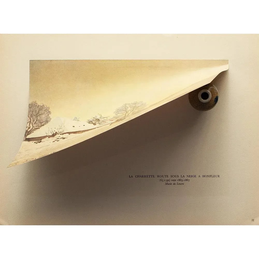 1950 After Claude Monet "A Cart on a Snowy Road at Honfleur" First Edition Parisian Print - 3