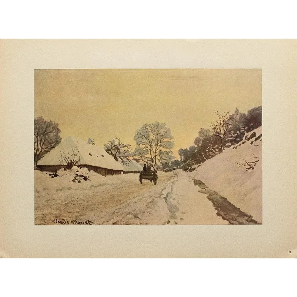 1950 After Claude Monet "A Cart on a Snowy Road at Honfleur" First Edition Parisian Print - 6