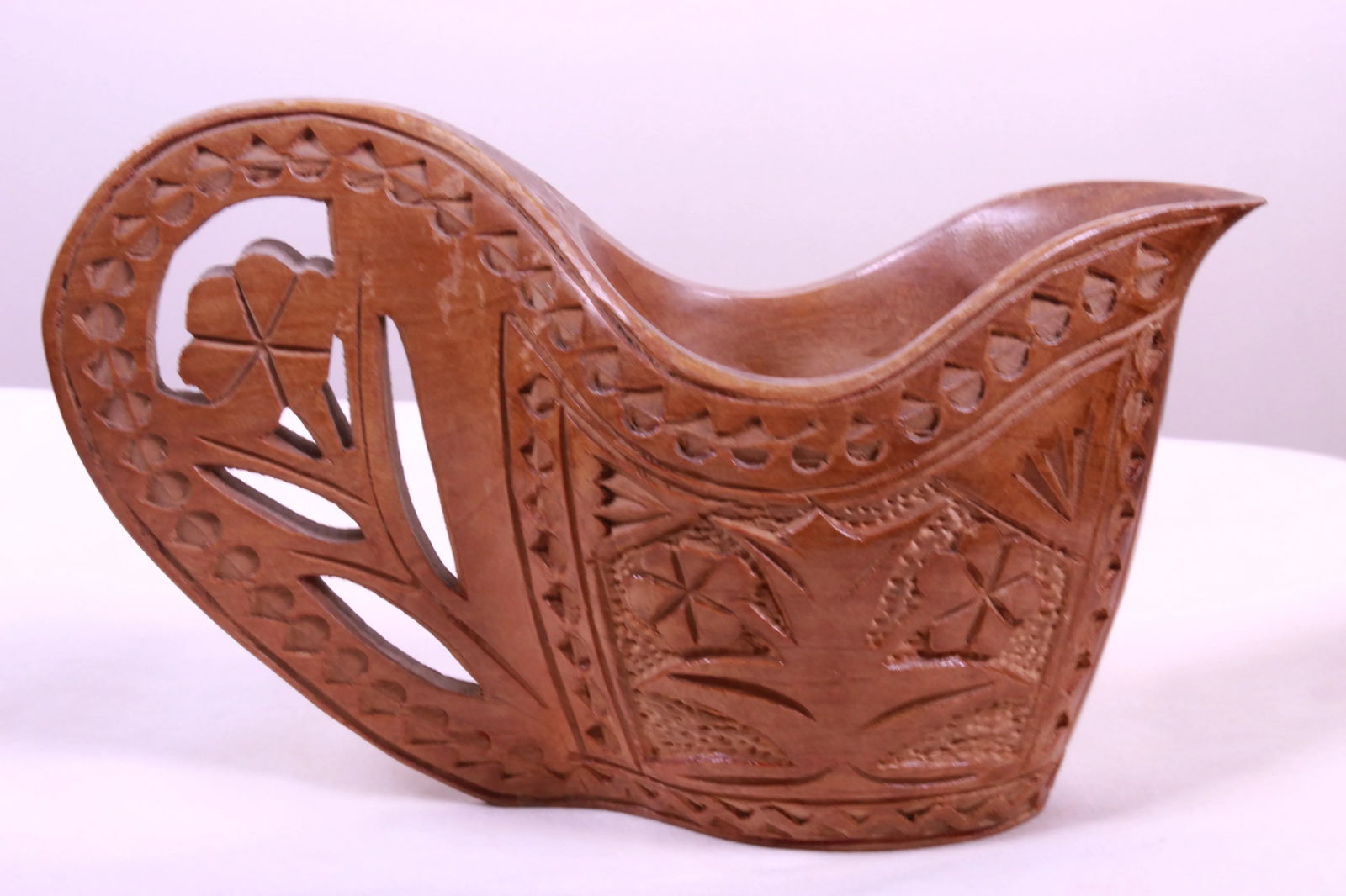 Antique 1900s Hand-Carved Wooden Wedding Cup From Former Yugoslavia/European Balkan - 2