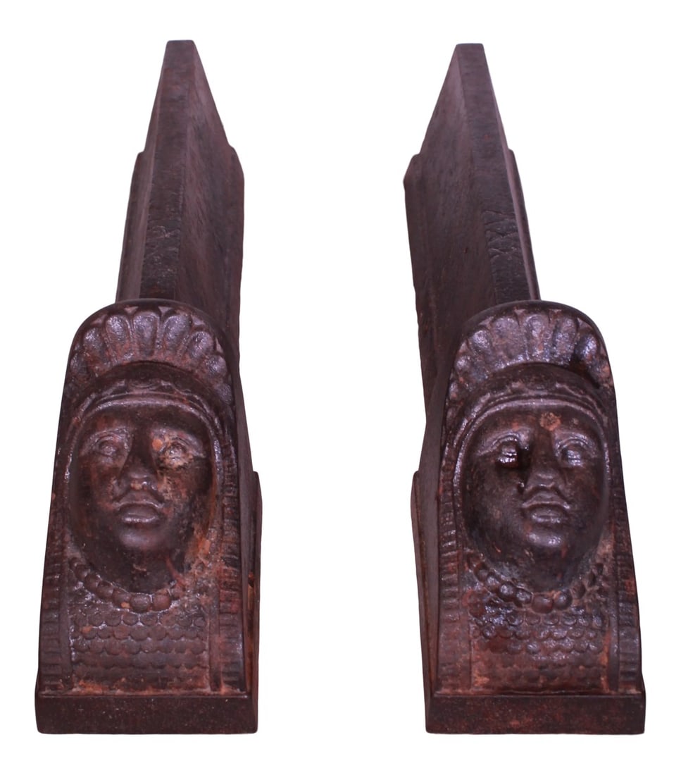 Antique Napoleon III Iron Chenettes - a Pair: Antique Napoleon III Pair of iron Chenettes or Andirons. Condition: Alterations: Original Condition Unaltered Imperfections: Some Imperfections Condition Notes: Great condition! Dimensions: 