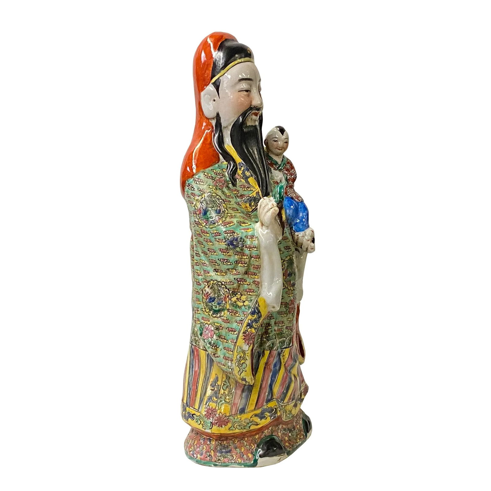 Chinese Canton Color Mixed Fenghsui Fok Lok Shao Figure Set - 11