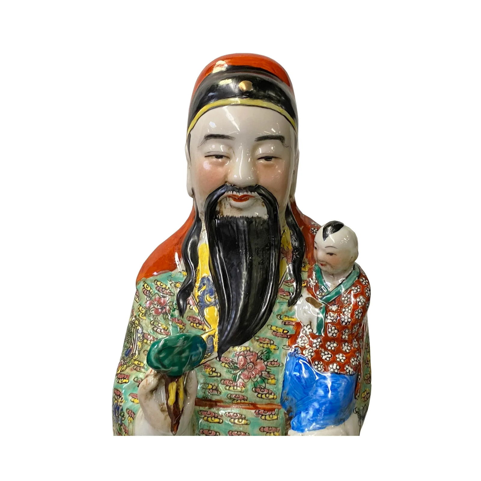 Chinese Canton Color Mixed Fenghsui Fok Lok Shao Figure Set - 5