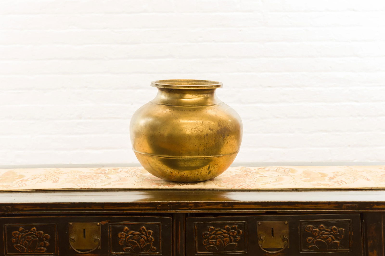 Indian 19th Century Brass Water Jug with Incised Calligraphy - 6