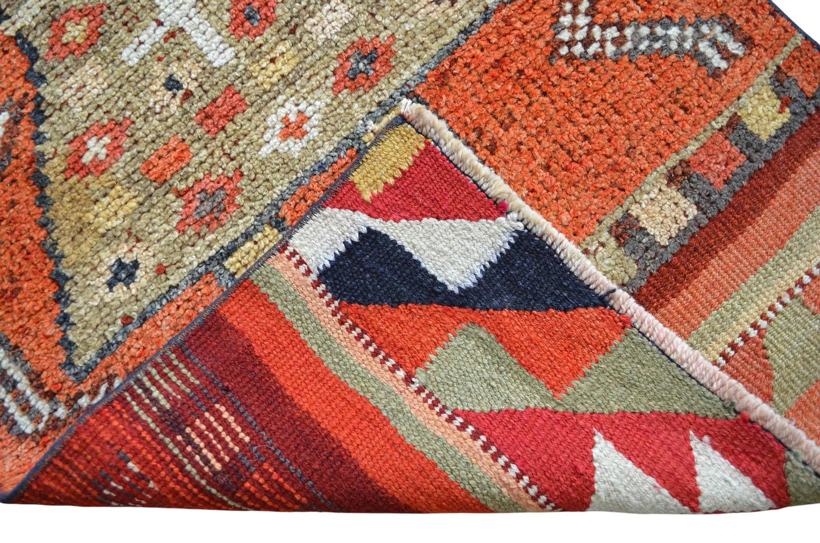 1960s Vintage Hand Knotted Primitive Turkish Runner - 13