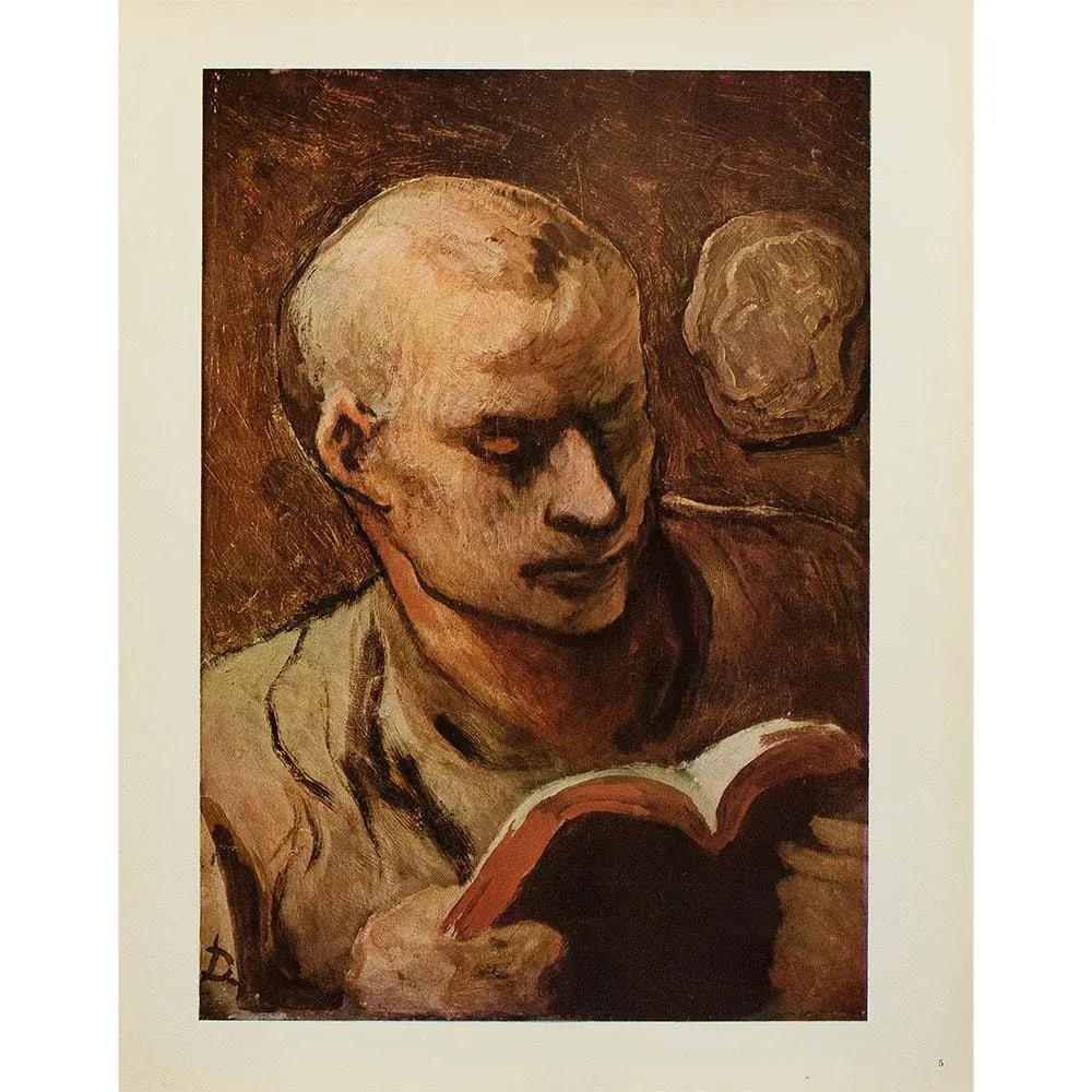 Circa 1950s After HonorÃ© Daumier "The Reader" Vintage Full-Color Print - 2