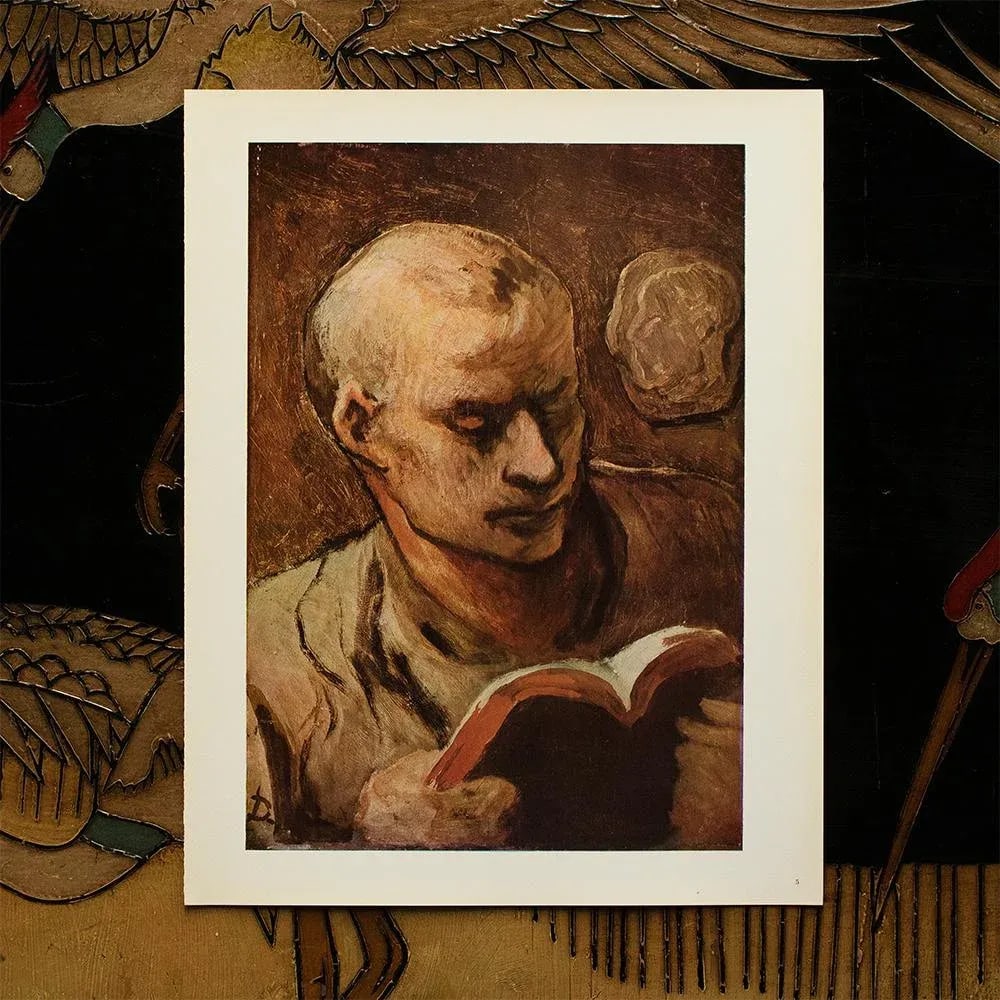Circa 1950s After HonorÃ© Daumier "The Reader" Vintage Full-Color Print - 3